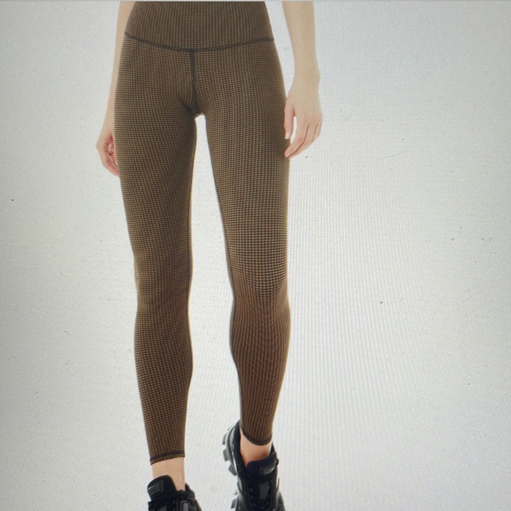 ALO YOGA high waist micro houndstooth legging - green - size L